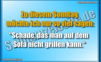 Zu diesem Sonntag möchte ich nur so viel sagen: "Schade, das man auf dem Sofa nicht grillen kann."