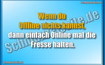 Wenn du Offline nichts kannst, dann einfach Online mal die Fresse halten.