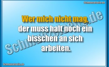 Wer mich nicht mag, der muss halt noch ein bisschen an sich arbeiten.