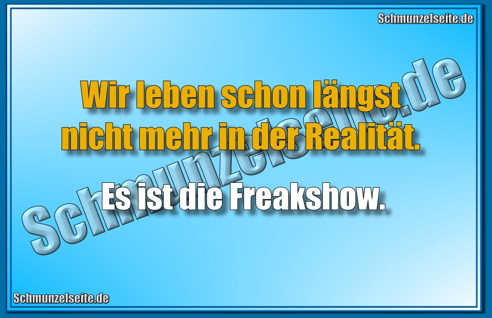 Wir leben schon längst nicht mehr in der Realität. Es ist die Freakshow.