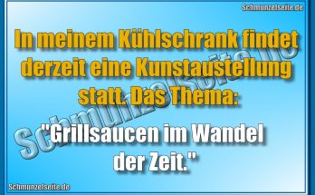 In meinem Kühlschrank findet derzeit eine Kunstaustellung statt. Das Thema: "Grillsaucen im Wandel der Zeit."