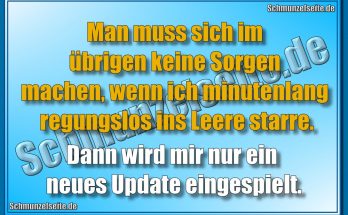 Man muss sich im übrigen keine Sorgen machen, wenn ich minutenlang regungslos ins Leere starre. Dann wird mir nur ein neues Update eingespielt.