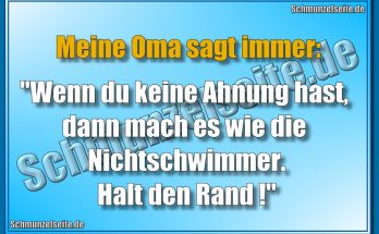 Meine Oma sagt immer: "Wenn du keine Ahnung hast, dann mach es wie die Nichtschwimmer. Halt den Rand!"