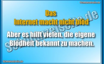 Das Internet macht nicht blöd Aber es hilft vielen, die eigene Blödheit bekannt zu machen.