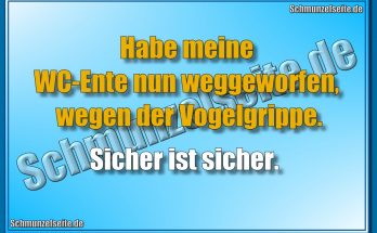 Habe meine WC-Ente nun weggeworfen, wegen der Vogelgrippe. Sicher ist sicher.