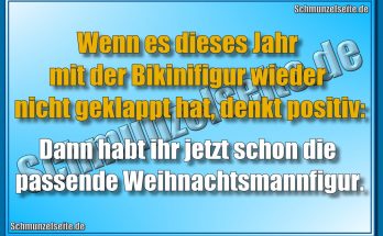 Wenn es dieses Jahr mit der Bikinifigur wieder nicht geklappt hat, denkt positiv: Dann habt ihr jetzt schon die passende Weihnachtsmannfigur.