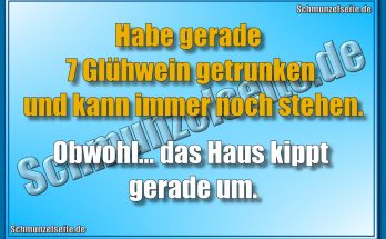 Habe gerade 7 Glühwein getrunken und kann immer noch stehen. Obwohl... das Haus kippt gerade um.