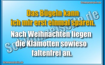 Das Bügeln kann ich mir erst einmal sparen. Nach Weihnachten liegen die Klamotten sowieso faltenfrei an.