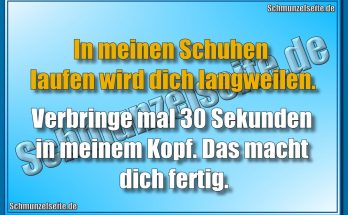 In meinen Schuhen laufen wird dich langweilen. Verbringe mal 30 Sekunden in meinem Kopf. Das macht dich fertig.