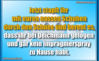 Jetzt stapft ihr mit euren nassen Schuhen durch den Schnee und bereut es, dass ihr bei Deichmann gelogen und gar kein Imprägnierspray zu Hause habt.