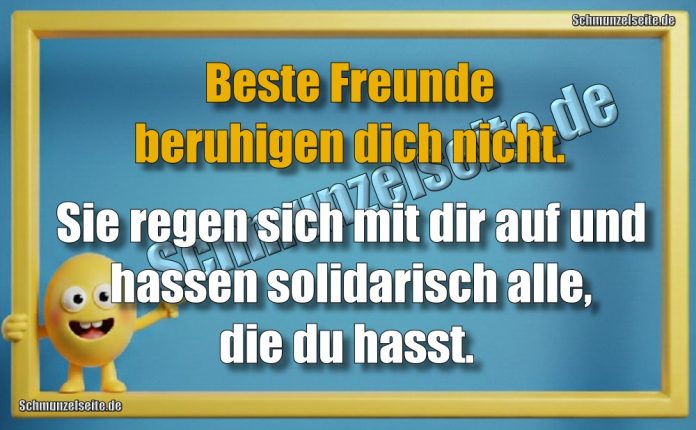 Beste Freunde beruhigen dich nicht. Sie regen sich mit dir auf und hassen solidarisch alle, die du hasst.