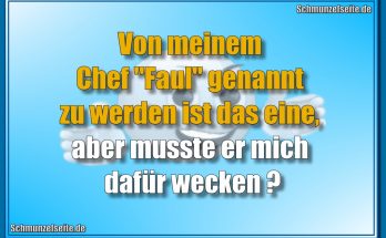 Von meinem Chef "Faul" genannt zu werden ist das eine, aber musste er mich dafür wecken?