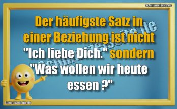 Der häufigste Satz in einer Beziehung ist nicht "Ich liebe Dich." sondern "Was wollen wir heute essen?"