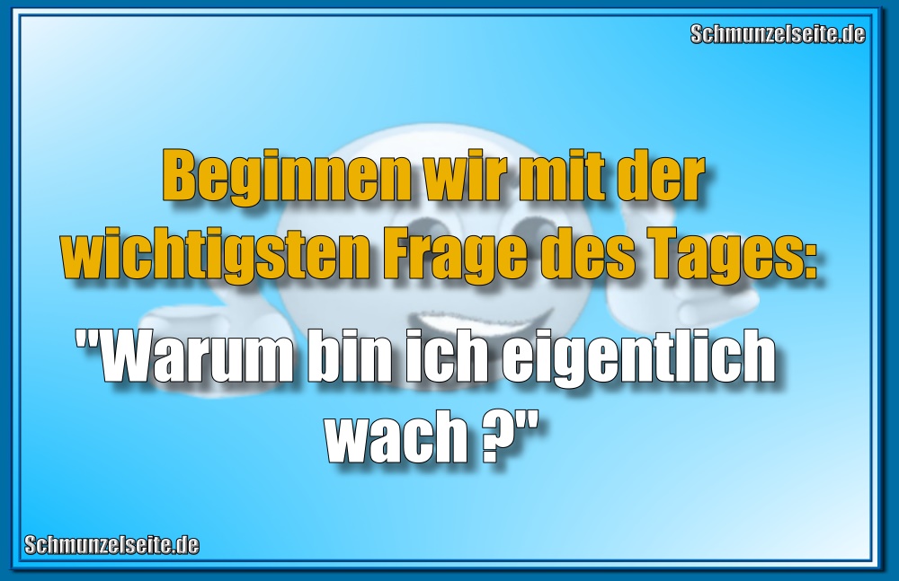 Beginnen wir mit der wichtigsten Frage des Tages: "Warum bin ich eigentlich wach?"