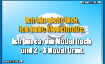 Ich bin nicht dick. Ich habe Modelmaße. Ich bin ca. ein Model hoch und 2-3 Model breit.