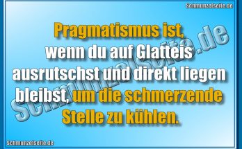 Pragmatismus ist, wenn du auf Glatteis ausrutschst und direkt liegen bleibst, um die schmerzende Stelle zu kühlen.