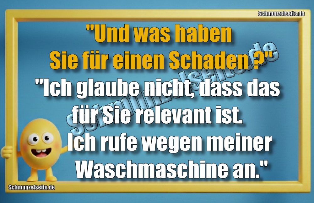 "Und was haben Sie für einen Schaden?" "Ich glaube nicht, dass das für Sie relevant ist. Ich rufe wegen meiner Waschmaschine an."