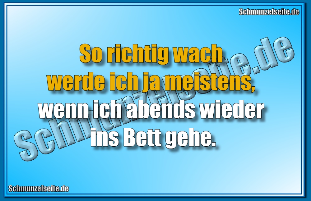 So richtig wach werde ich ja meistens, wenn ich abends wieder ins Bett gehe.