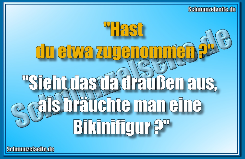 "Hast du etwa zugenommen?" "Sieht das da draußen aus, als bräuchte man eine Bikinifigur?"