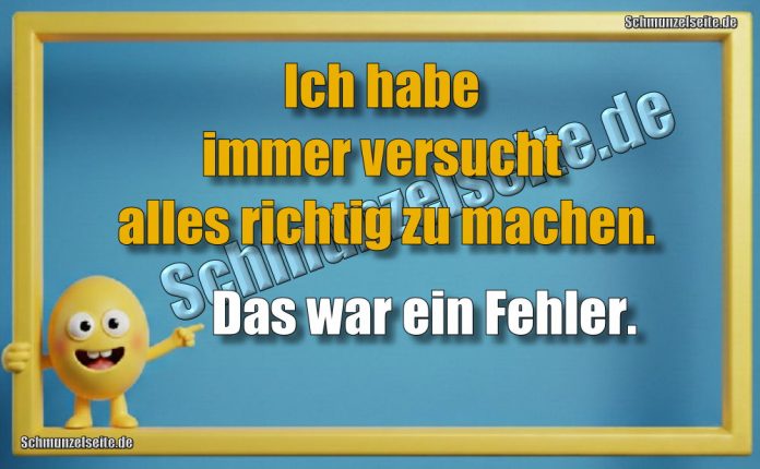 Ich habe immer versucht alles richtig zu machen. Das war ein Fehler.