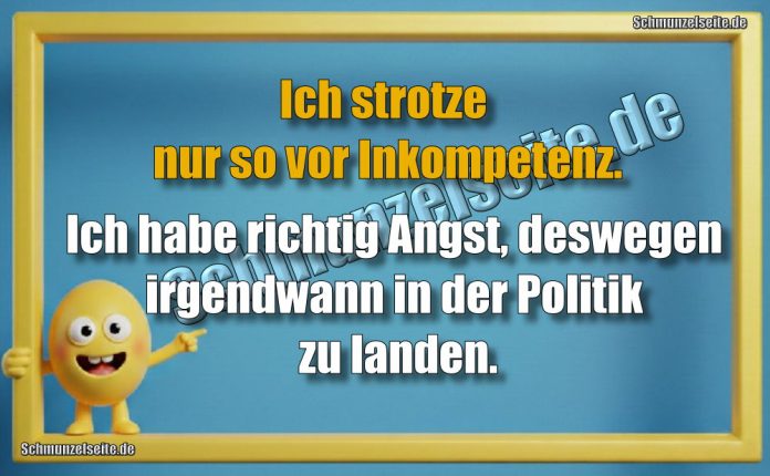 Ich strotze nur so vor Inkompetenz. Ich habe richtig Angst, deswegen irgendwann in der Politik zu landen.