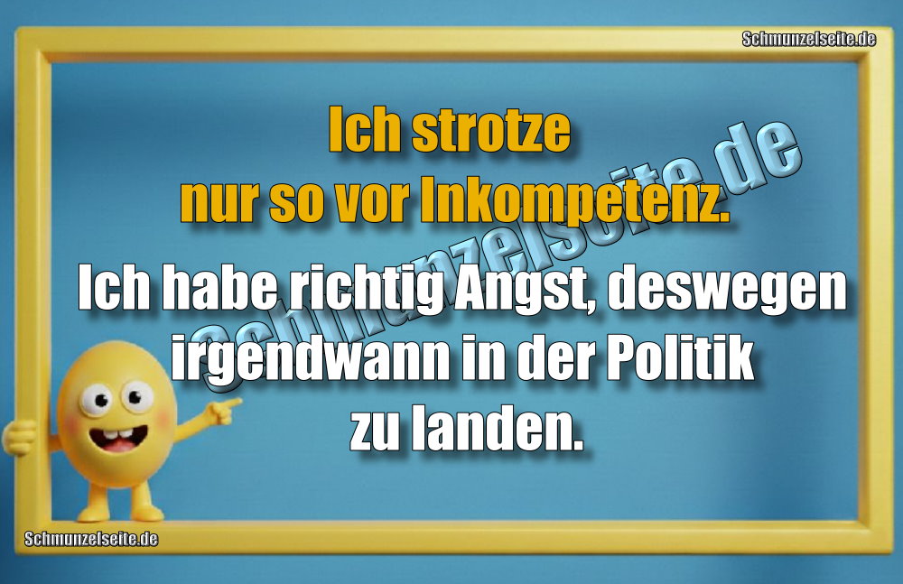 Ich strotze nur so vor Inkompetenz. Ich habe richtig Angst, deswegen irgendwann in der Politik zu landen.