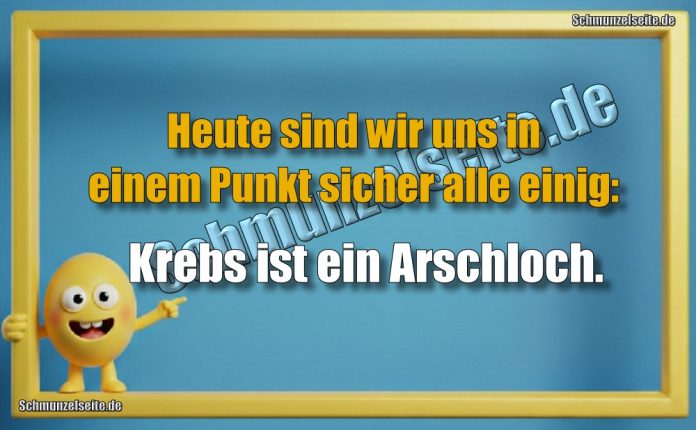 Heute sind wir uns in einem Punkt sicher alle einig: Krebs ist ein Arschloch.