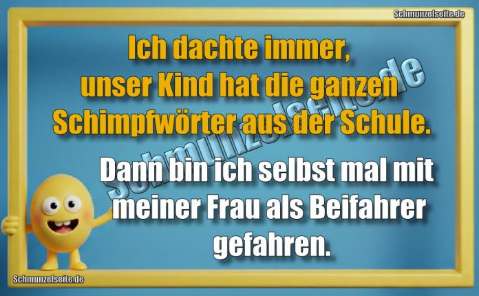 Ich dachte immer, unser Kind hat die ganzen Schimpfwörter aus der Schule. Dann bin ich selbst mal mit meiner Frau als Beifahrer gefahren.
