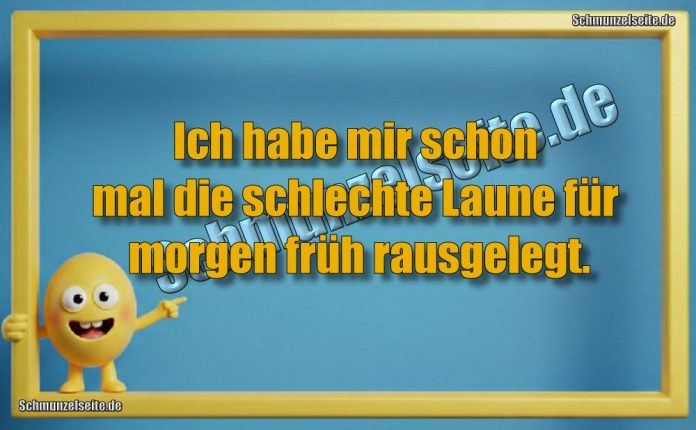 Ich habe mir schon mal die schlechte Laune für morgen früh rausgelegt.