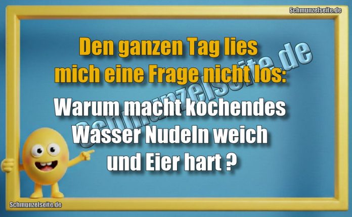 Den ganzen Tag lies mich eine Frage nicht los: Warum macht kochendes Wasser Nudeln weich und Eier hart?
