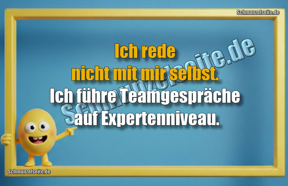 Ich rede nicht mit mir selbst. Ich führe Teamgespräche auf Expertenniveau.
