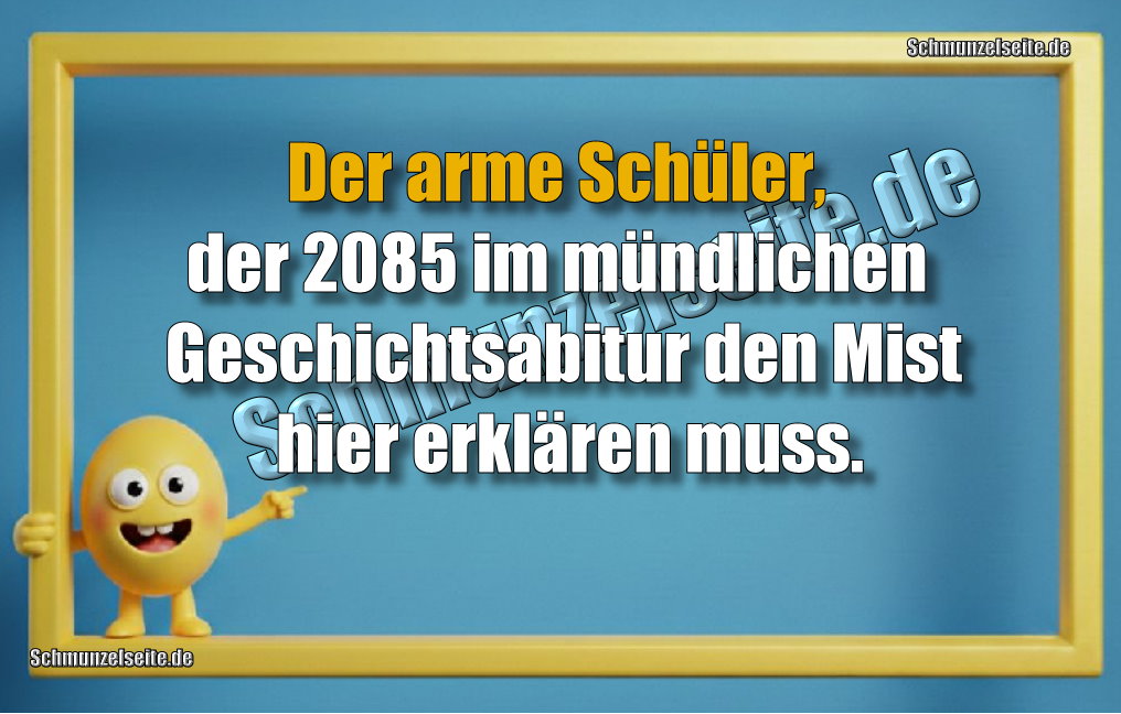 Der arme Schüler, der 2085 im mündlichen Geschichtsabitur den Mist hier erklären muss.