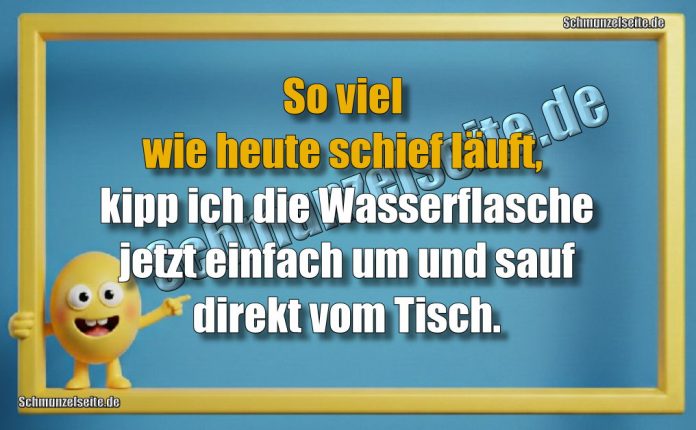 So viel wie heute schief läuft, kipp ich die Wasserflasche jetzt einfach um und sauf direkt vom Tisch.