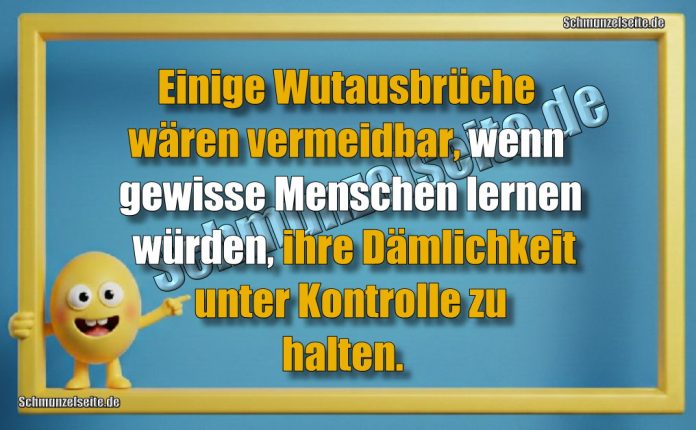 Einige Wutausbrüche wären vermeidbar, wenn gewisse Menschen lernen würden, ihre Dämlichkeit unter Kontrolle zu halten.  