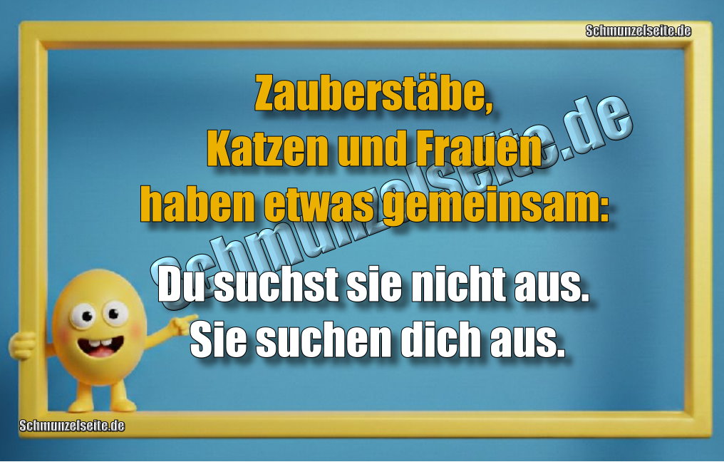 Zauberstäbe, Katzen und Frauen haben etwas gemeinsam: Du suchst sie nicht aus. Sie suchen dich aus.