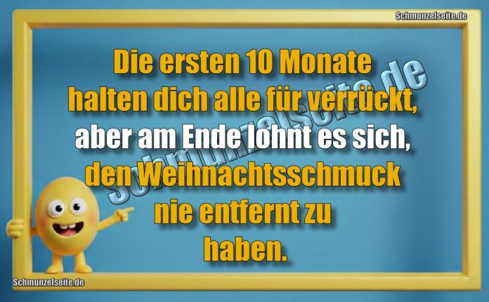 Die ersten 10 Monate halten dich alle für verrückt, aber am Ende lohnt es sich, den Weihnachtsschmuck nie entfernt zu haben.