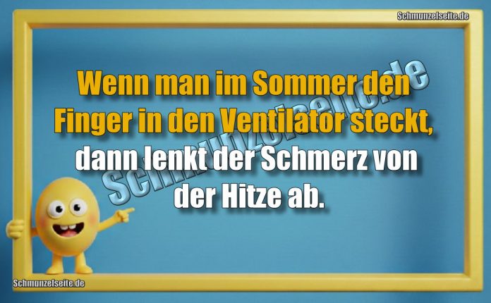 Wenn man im Sommer den Finger in den Ventilator steckt, dann lenkt der Schmerz von der Hitze ab.