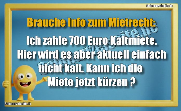 Brauche Info zum Mietrecht: Ich zahle 700 Euro Kaltmiete. Hier wird es aber aktuell einfach nicht kalt. Kann ich die Miete jetzt kürzen?