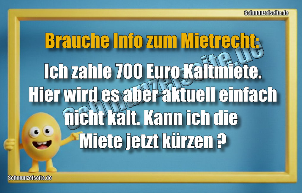 Brauche Info zum Mietrecht: Ich zahle 700 Euro Kaltmiete. Hier wird es aber aktuell einfach nicht kalt. Kann ich die Miete jetzt kürzen?