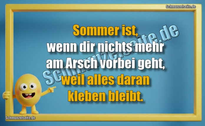 Sommer ist, wenn dir nichts mehr am Arsch vorbei geht, weil alles daran kleben bleibt.