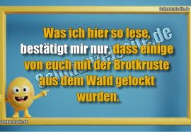 Was ich hier so lese, bestätigt mir nur, dass einige von euch mit der Brotkruste aus dem Wald gelockt wurden.