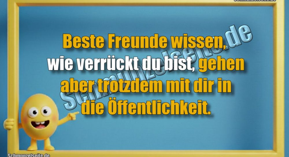 Beste Freunde wissen, wie verrückt du bist, gehen aber trotzdem mit dir in die Öffentlichkeit.