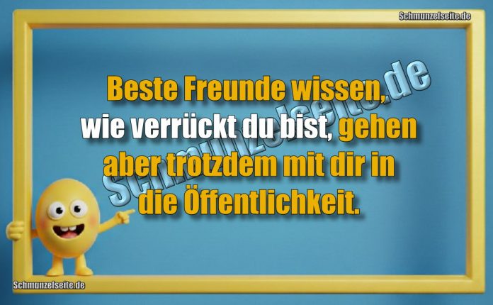 Beste Freunde wissen, wie verrückt du bist, gehen aber trotzdem mit dir in die Öffentlichkeit.