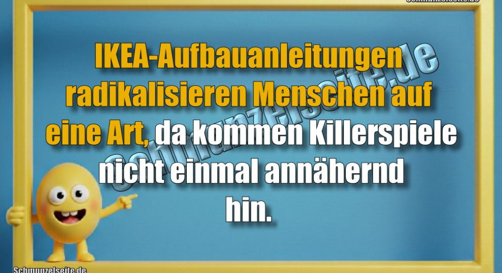 IKEA-Aufbauanleitungen radikalisieren Menschen auf eine Art, da kommen Killerspiele nicht einmal annähernd hin.