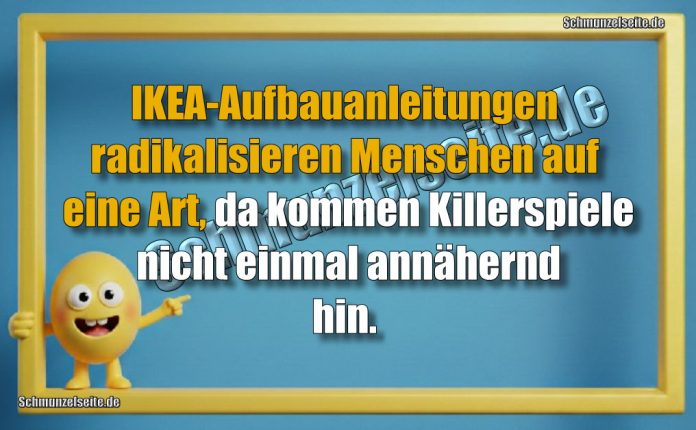 IKEA-Aufbauanleitungen radikalisieren Menschen auf eine Art, da kommen Killerspiele nicht einmal annähernd hin.
