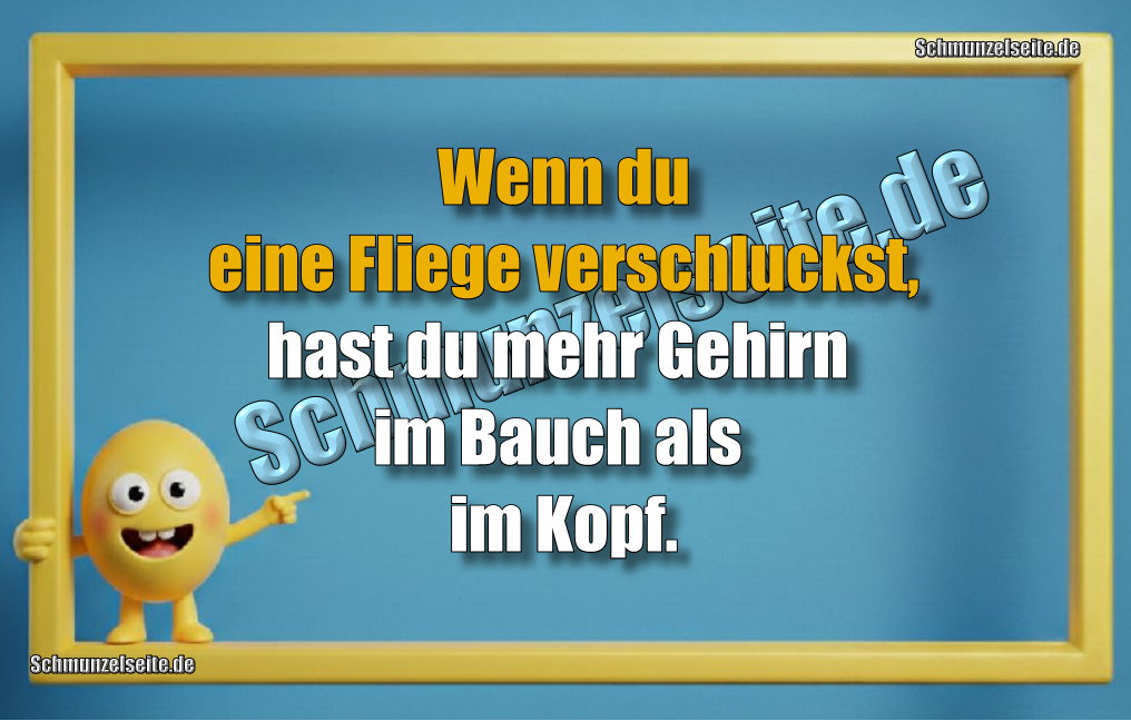 Wenn du eine Fliege verschluckst, hast du mehr Gehirn im Bauch als im Kopf.