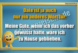 Date ist ja auch nur ein anderes Wort für: Meine Güte, wenn ich das vorher gewusst hätte, wäre ich zu Hause geblieben.