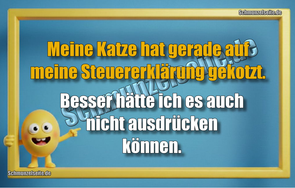 Meine Katze hat gerade auf meine Steuererklärung gekotzt. Besser hätte ich es auch nicht ausdrücken.