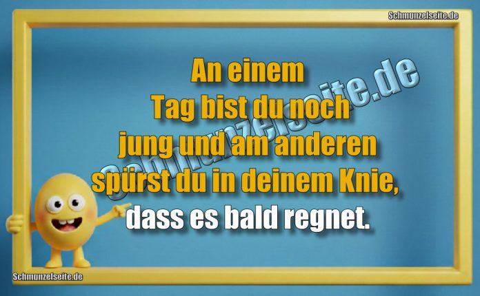 An einem Tag bist du noch jung und am anderen spürst du in deinem Knie, dass es bald regnet.