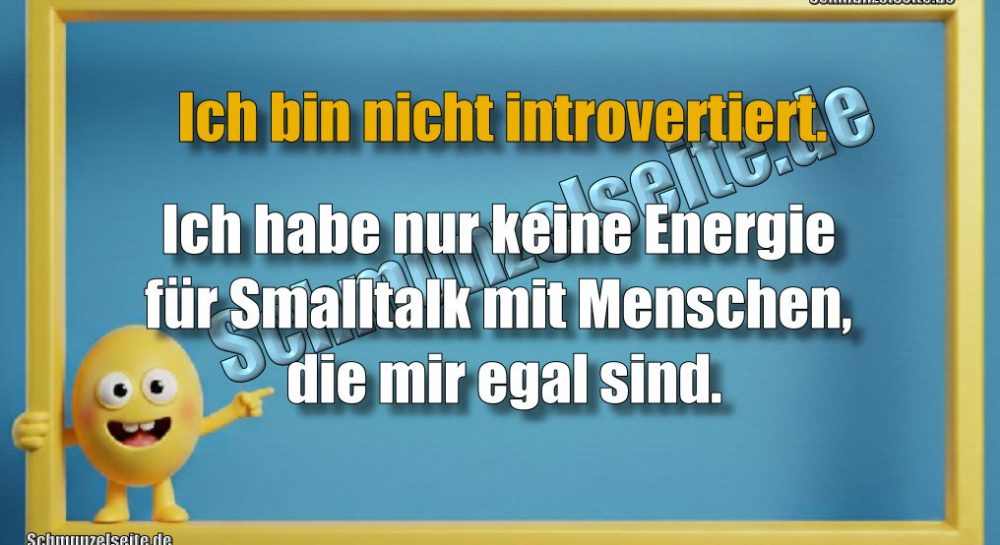 Ich bin nicht introvertiert .Ich habe nur keine Energie für Smalltalk mit Menschen, die mir egal sind.